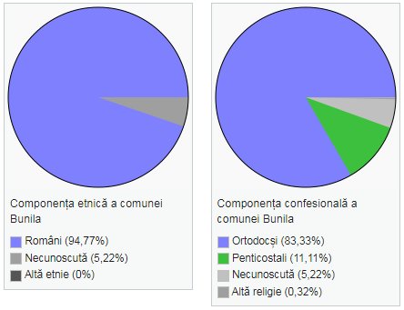 Date demografice ale comunei Bunila conform Recensământului din 2011